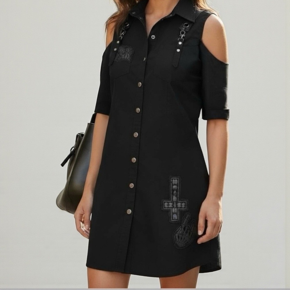 Killstar | Paranormal Cold Shoulder  Occult Black Goth‎ Punk Dress Size Medium
